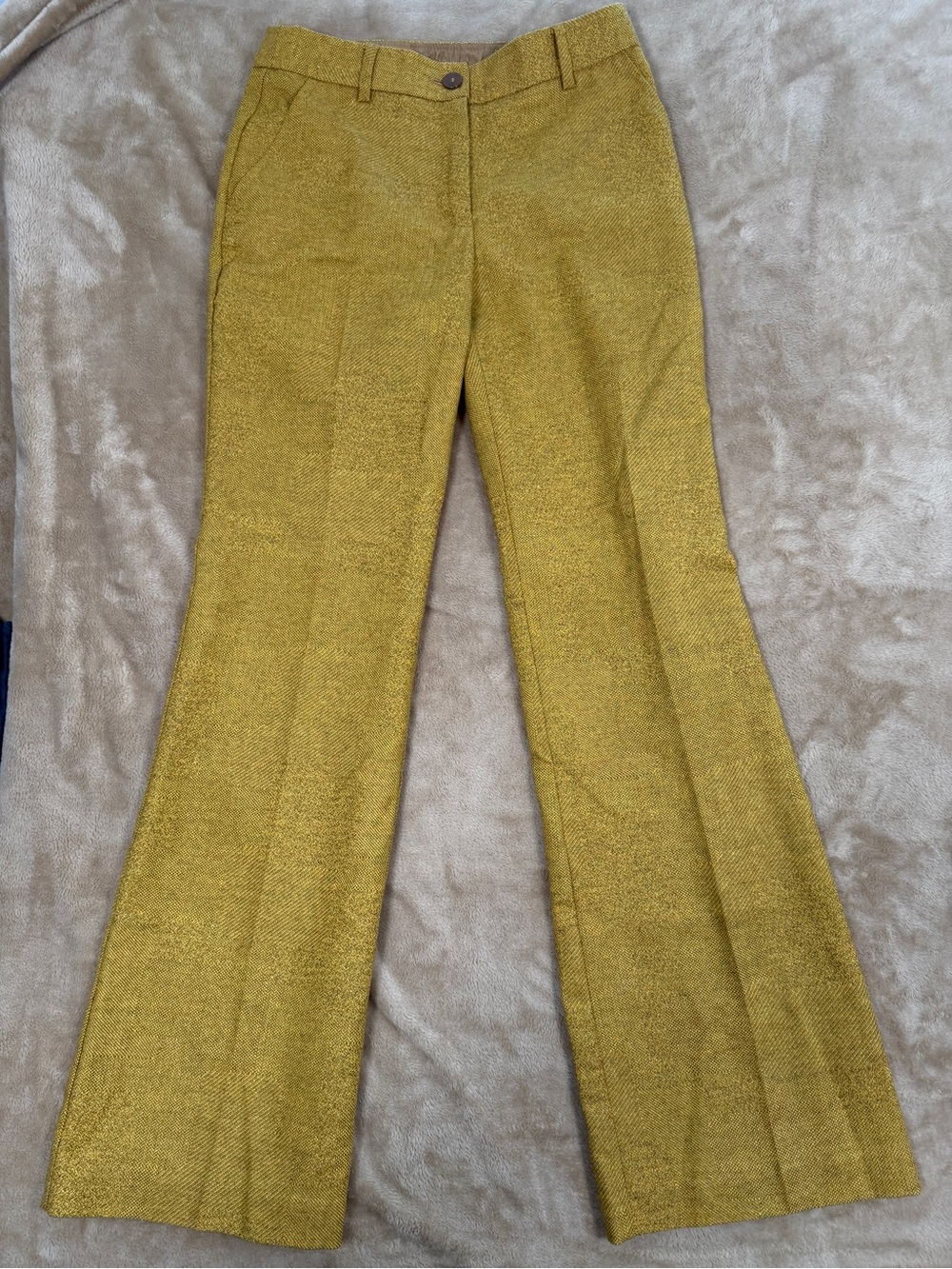 Trina Turk Patchwork Women’s Wide-Leg Trousers Fall Mustard Yellow